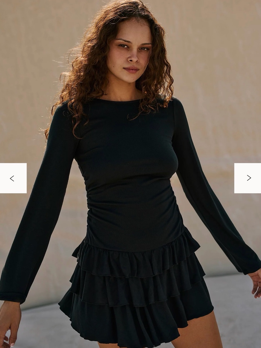 Good Feels Ruffle Long-Sleeve Mini Dress